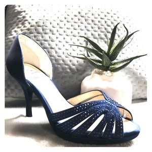 Gorgeous Navy Satin Caparros Shoes